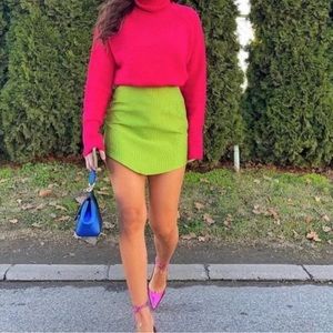 BNWT ZARA LIME GREEN MINI SKIRT SZ SMALL